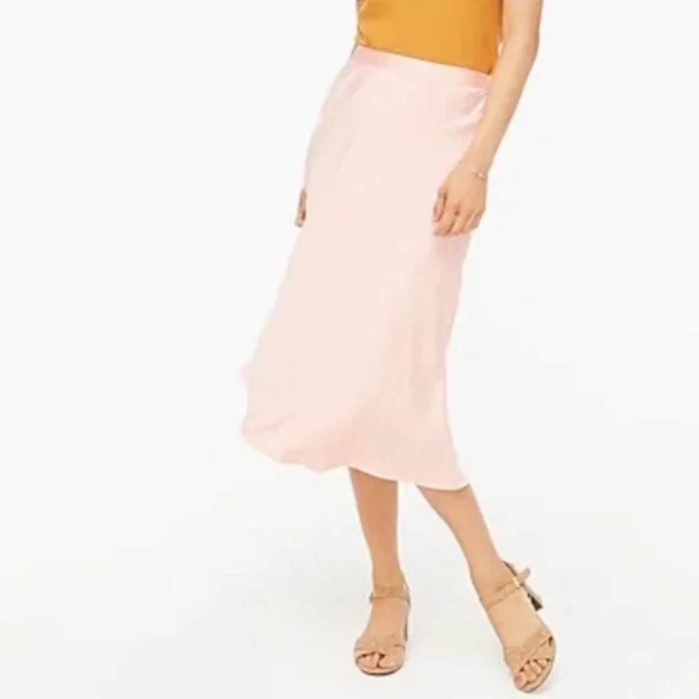 J. Crew | The Gwyneth Satin Slip skirt in pink